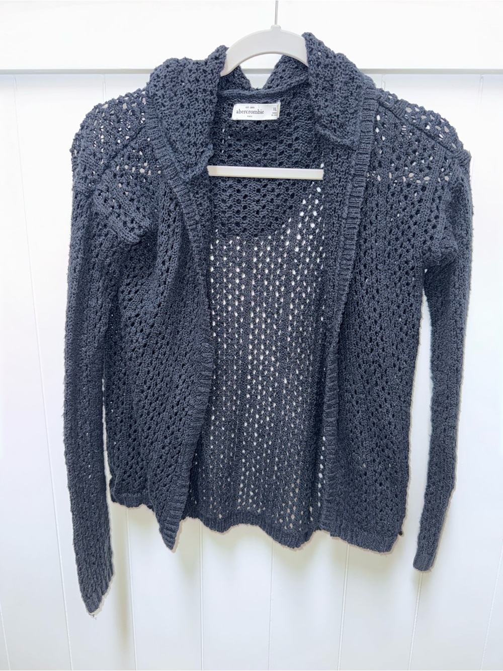 Abercrombie Kids XL Open Knit Hooded Cardigan Sweater Crochet Boho